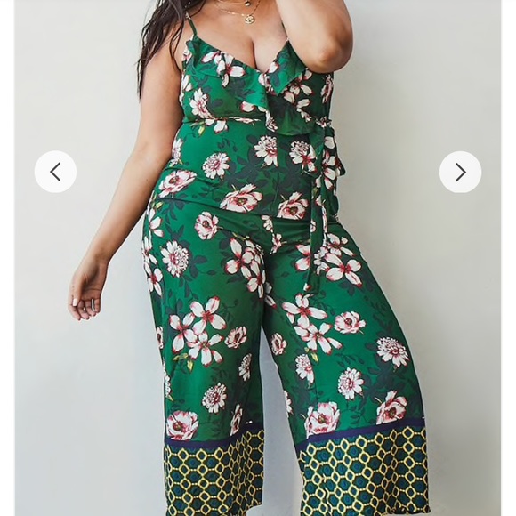 Other - Floral green jumpsuit. New😍plus size 🌱🍃🌿